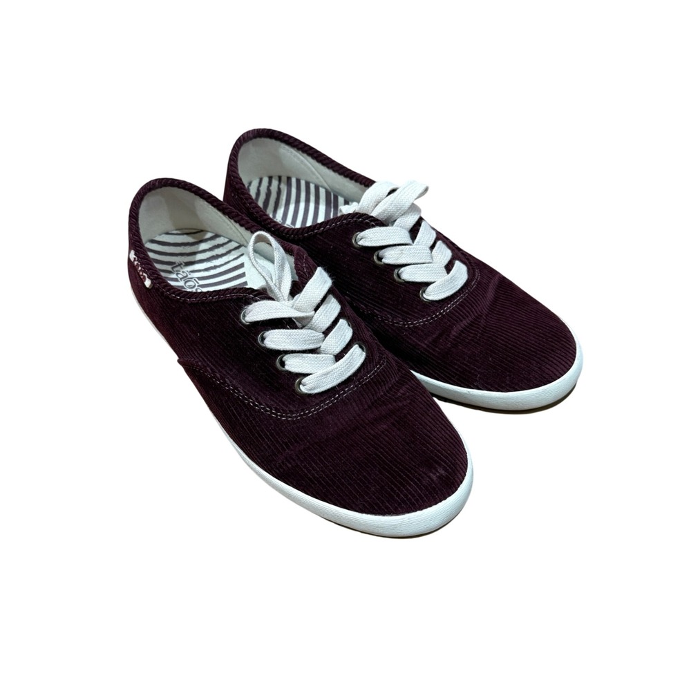 Taos Guest Star Burgundy Corduroy Sneakers Women 8 Casual Lace Up Shoes Comfort